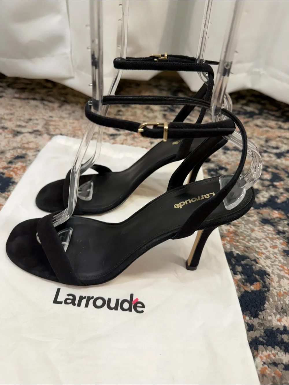 Larroude ‘The Nyx Heel’ in Black Suede Size 9